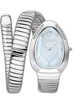 Buy Shop Just Cavalli Serpente Metallica Blue Dial Silver Steel Strap Watch for Women - JC1L223M0015 USA Online