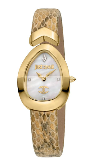 Buy Shop Just Cavalli Diversa Snake Mother of Pearl Dial Brown Leather Strap Watch for Women - JC1L321L0025 USA Online