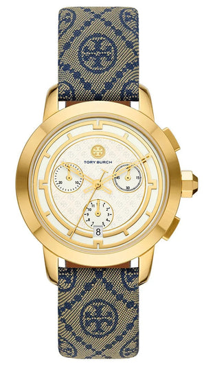 Buy Shop Tory Burch Classic Chronograph White Dial Grey Nylon Strap Watch for Women - TBW1035 USA Online