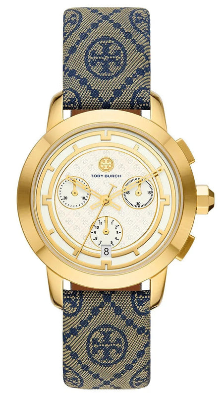 Buy Shop Tory Burch Classic Chronograph White Dial Grey Nylon Strap Watch for Women - TBW1035 USA Online