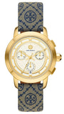 Buy Shop Tory Burch Classic Chronograph White Dial Grey Nylon Strap Watch for Women - TBW1035 USA Online
