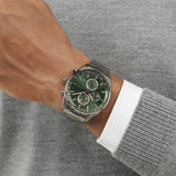 Buy Shop Hugo Boss Grand Prix Chronograph Green Dial Gunmetal Grey Steel Strap Watch for Men - 1514228 USA Online
