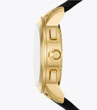 Buy Shop Tory Burch The Tory Chronograph Black Dial Black Leather Strap Watch for Women - TBW1055 USA Online