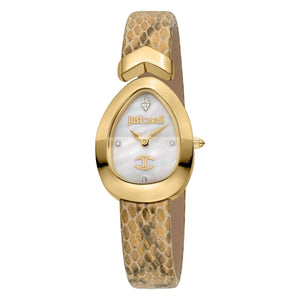 Buy Shop Just Cavalli Diversa Snake Mother of Pearl Dial Brown Leather Strap Watch for Women - JC1L321L0025 USA Online