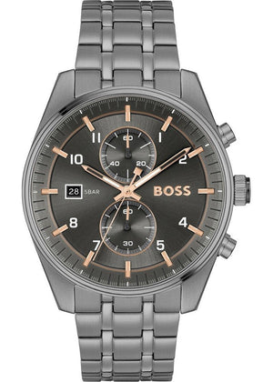 Buy Shop Hugo Boss Skytraveller Chronograph Gunmetal Grey Dial Grey Steel Strap Watch for Men - 1514153 USA Online