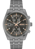Hugo Boss Skytraveller Chronograph Gunmetal Grey Dial Grey Steel Strap Watch for Men - 1514153