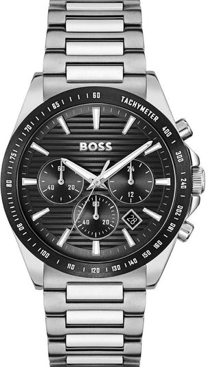 Buy Shop Hugo Boss Strike Chronograph Black Dial Silver Steel Strap Watch for Men - 1514290 USA Online