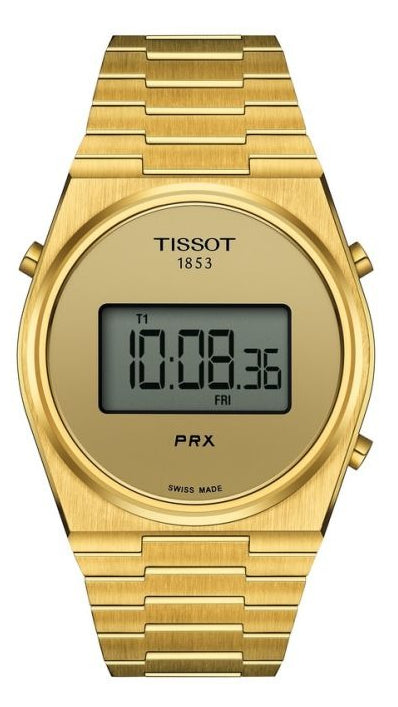 Buy Shop Tissot PRX Digital Quartz Gold Dial Gold Steel Strap Watch for Men - T137.463.33.020.00 USA Online