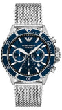 Buy Shop Emporio Armani Diver Chronograph Blue Dial Silver Mesh Strap Watch for Men - AR11587 USA Online