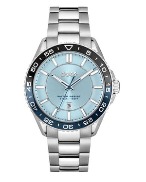 Buy Shop Hugo Boss Runner 3H Light Blue Dial Silver Steel Strap Watch for Men - 1514207 USA Online