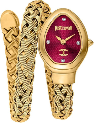 Buy Shop Just Cavalli Novara Red Dial Gold Steel Strap Watch for Women - JC1L264M0035 USA Online