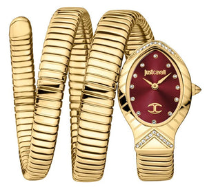Buy Shop Just Cavalli Classico Lungo Red Dial Gold Steel Strap Watch for Women - JC1L248M0035 USA Online