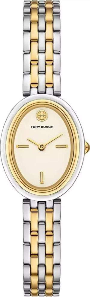 Buy Shop Tory Burch Oval White Dial Two Tone Steel Strap Watch for Women - TBW6033 USA Online