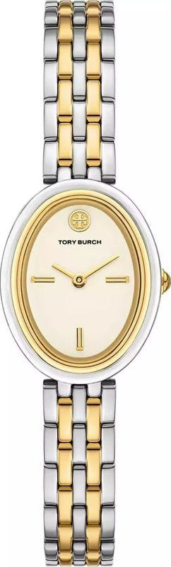Buy Shop Tory Burch Oval White Dial Two Tone Steel Strap Watch for Women - TBW6033 USA Online