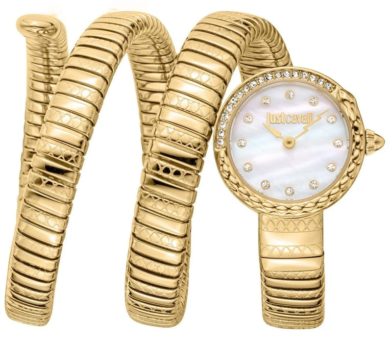 Buy Shop Just Cavalli Enchanting Mother of Pearl Dial Gold Steel Strap Watch for Women - JC1L302M0025 USA Online