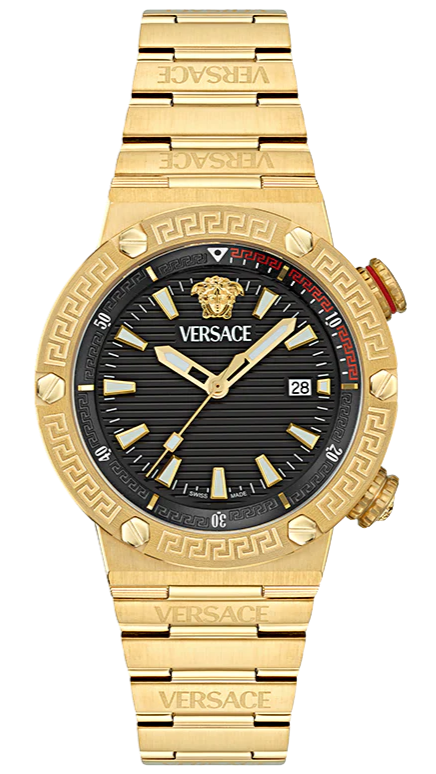Buy Shop Versace Greca Logo Quartz Black Dial Gold Steel Strap Watch for Men - VE8G00624 USA Online