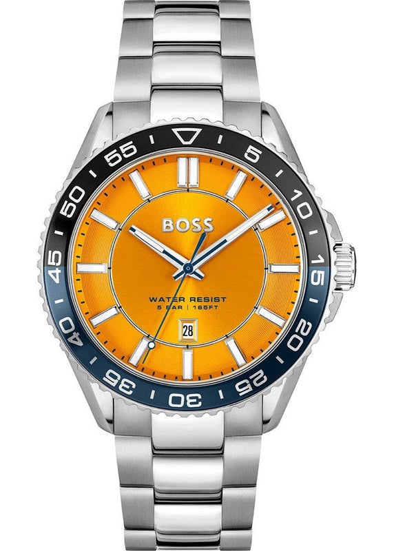 Buy Shop Hugo Boss Runner 3H Orange Dial Silver Steel Strap Watch for Men - 1514206 USA Online