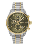 Buy Shop Hugo Boss Grand Prix Chronograph Green Dial Two Tone Steel Strap Watch for Men - 1514227 USA Online