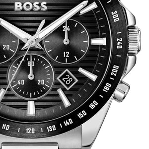 Buy Shop Hugo Boss Strike Chronograph Black Dial Silver Steel Strap Watch for Men - 1514290 USA Online