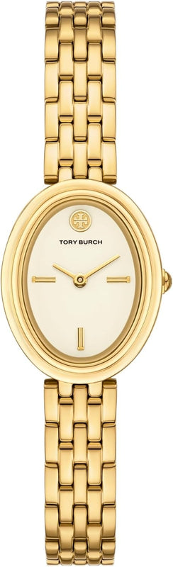 Buy Shop Tory Burch Oval White Dial Gold Steel Strap Watch for Women - TBW6032 USA Online