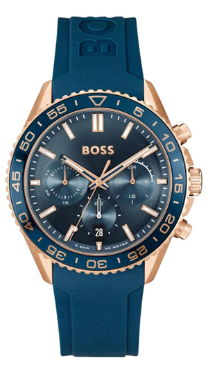 Buy Shop Hugo Boss Runner Chronograph Blue Dial Blue Silicone Strap Watch for Men - 1514169 USA Online