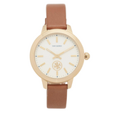 Buy Shop Tory Burch Collins Quartz White Dial Brown Leather Strap Watch for Women - TBW1202 USA Online