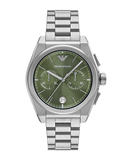 Buy Shop Emporio Armani Federico Chronograph Green Dial Silver Steel Strap Watch for Men - AR11640 USA Online