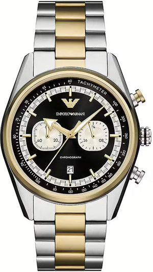 Buy Shop Emporio Armani Racer Chronograph Black Dial Two Tone Steel Strap Watch for Men - AR11678 USA Online