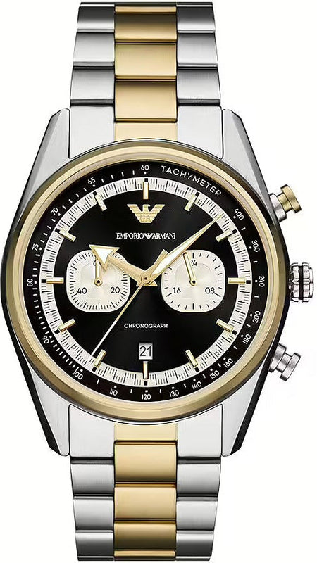 Buy Shop Emporio Armani Racer Chronograph Black Dial Two Tone Steel Strap Watch for Men - AR11678 USA Online