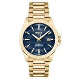 Buy Shop Hugo Boss Strike Blue Dial Gold Steel Strap Watch for Men - 1514172 USA Online