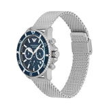 Buy Shop Emporio Armani Diver Chronograph Blue Dial Silver Mesh Strap Watch for Men - AR11587 USA Online