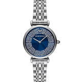 Buy Shop Emporio Armani Gianni T-Bar Blue Dial Silver Steel Strap Watch for Women - AR11627 USA Online