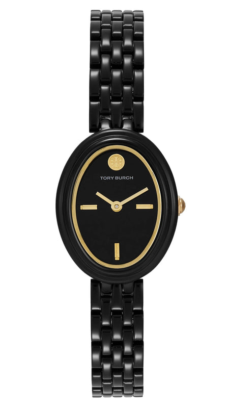 Buy Shop Tory Burch Oval Black Dial Black Steel Strap Watch for Women - TBW6035 USA Online