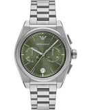 Buy Shop Emporio Armani Federico Chronograph Green Dial Silver Steel Strap Watch for Men - AR11640 USA Online