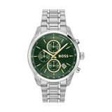 Buy Shop Hugo Boss Grand Prix Chronograph Green Dial Silver Steel Strap Watch for Men - 1514266 USA Online