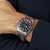Tudor Black Bay GMT Black Dial Silver Steel Strap Watch for Men - M79830RB-0001