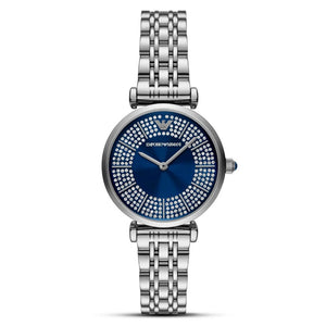 Buy Shop Emporio Armani Gianni T-Bar Blue Dial Silver Steel Strap Watch for Women - AR11627 USA Online
