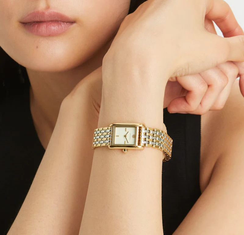 Buy Shop Tory Burch Eleanor White Dial Two Tone Steel Strap Watch for Women - TBW1070 USA Online