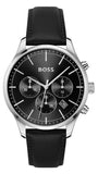 Buy Shop Hugo Boss Avery Chronograph Black Dial Black Leather Strap Watch for Men - 1514211 USA Online