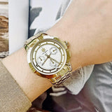 Buy Shop Tory Burch Classic Chronograph White Dial Gold Steel Strap Watch for Women - TBW1032 USA Online