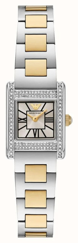 Buy Shop Emporio Armani Genni Crystals Silver Dial Two Tone Steel Strap Watch for Women - AR11704 USA Online