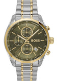Buy Shop Hugo Boss Grand Prix Chronograph Green Dial Two Tone Steel Strap Watch for Men - 1514227 USA Online