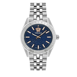 Buy Shop Versace V-Code Analog Blue Dial Silver Steel Strap Watch for Women - VE8I00324 USA Online