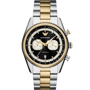 Buy Shop Emporio Armani Racer Chronograph Black Dial Two Tone Steel Strap Watch for Men - AR11678 USA Online