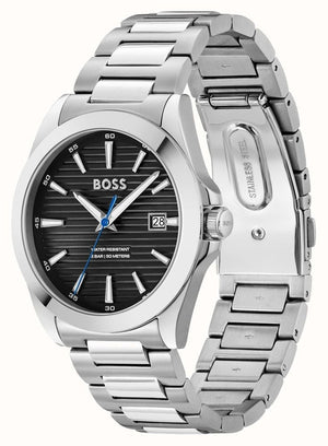 Buy Shop Hugo Boss Strike Black Dial Silver Steel Strap Watch for Men - 1514170 USA Online