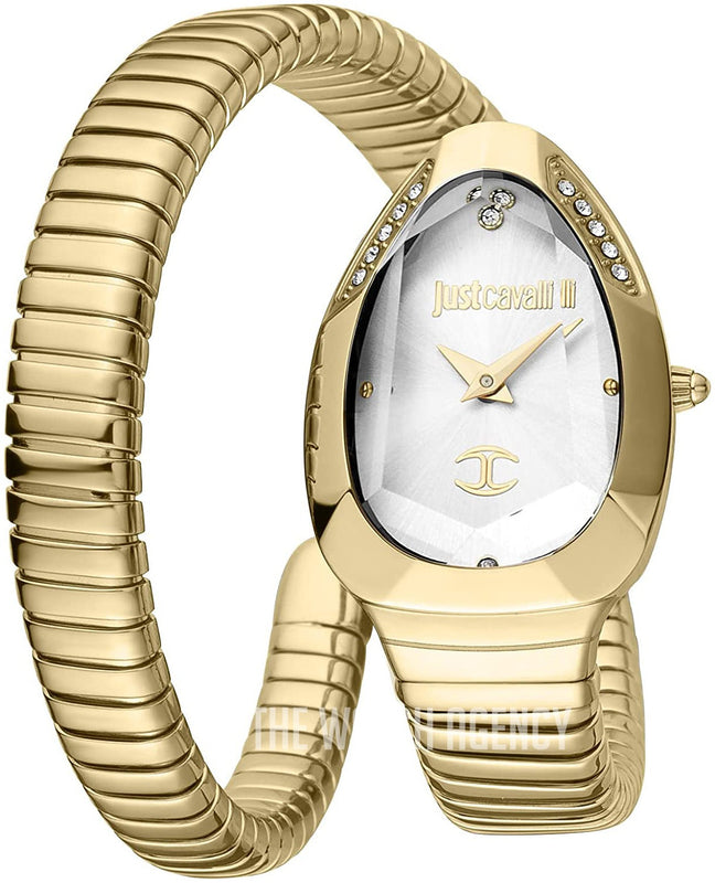 Buy Shop Just Cavalli Serpente Metallica White Dial Gold Steel Strap Watch for Women - JC1L208M0035 USA Online