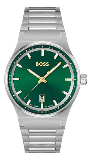 Buy Shop Hugo Boss Candor Green Dial Silver Steel Strap Watch for Men - 1514079 USA Online