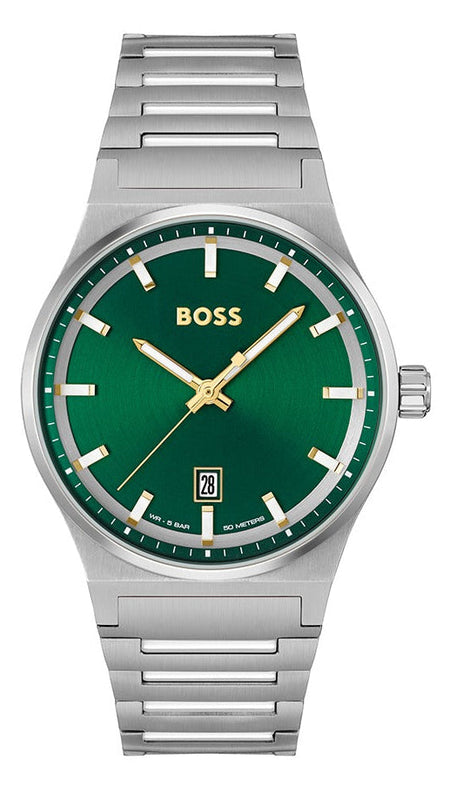Buy Shop Hugo Boss Candor Green Dial Silver Steel Strap Watch for Men - 1514079 USA Online