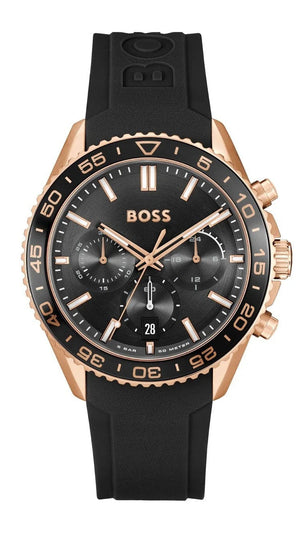 Buy Shop Hugo Boss Runner Chronograph Black Dial Black Silicone Strap Watch for Men - 1514168 USA Online