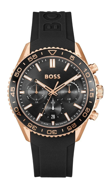 Buy Shop Hugo Boss Runner Chronograph Black Dial Black Silicone Strap Watch for Men - 1514168 USA Online